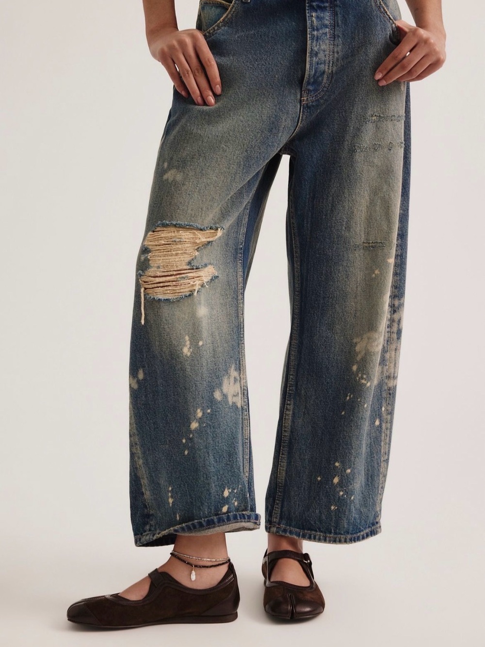 Free People We The Free Deep Trance Dropped Boyfriend Jeans NWOT